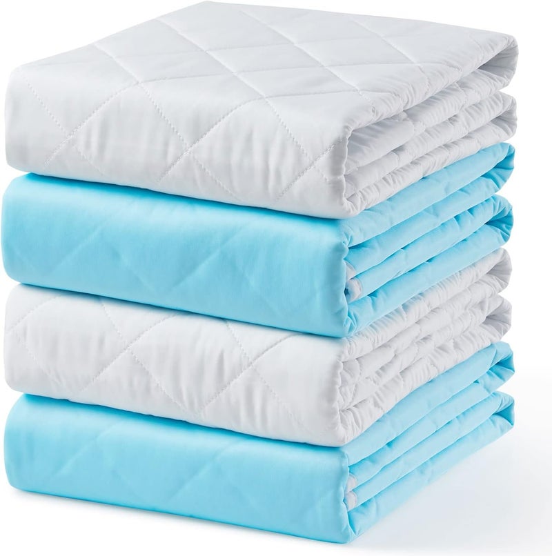KANECH Heavy Absorbency Washable Waterproof Bed Pads, 34"x36" (4 Pack) - Reusable Incontinence Underpads for Adults, Elderly, Kids & Pets - Quick Drying Mattress Protector for Bed, Sofa, Floor - Image 1